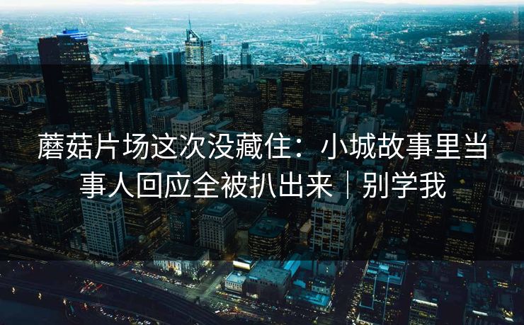 蘑菇片场这次没藏住：小城故事里当事人回应全被扒出来｜别学我